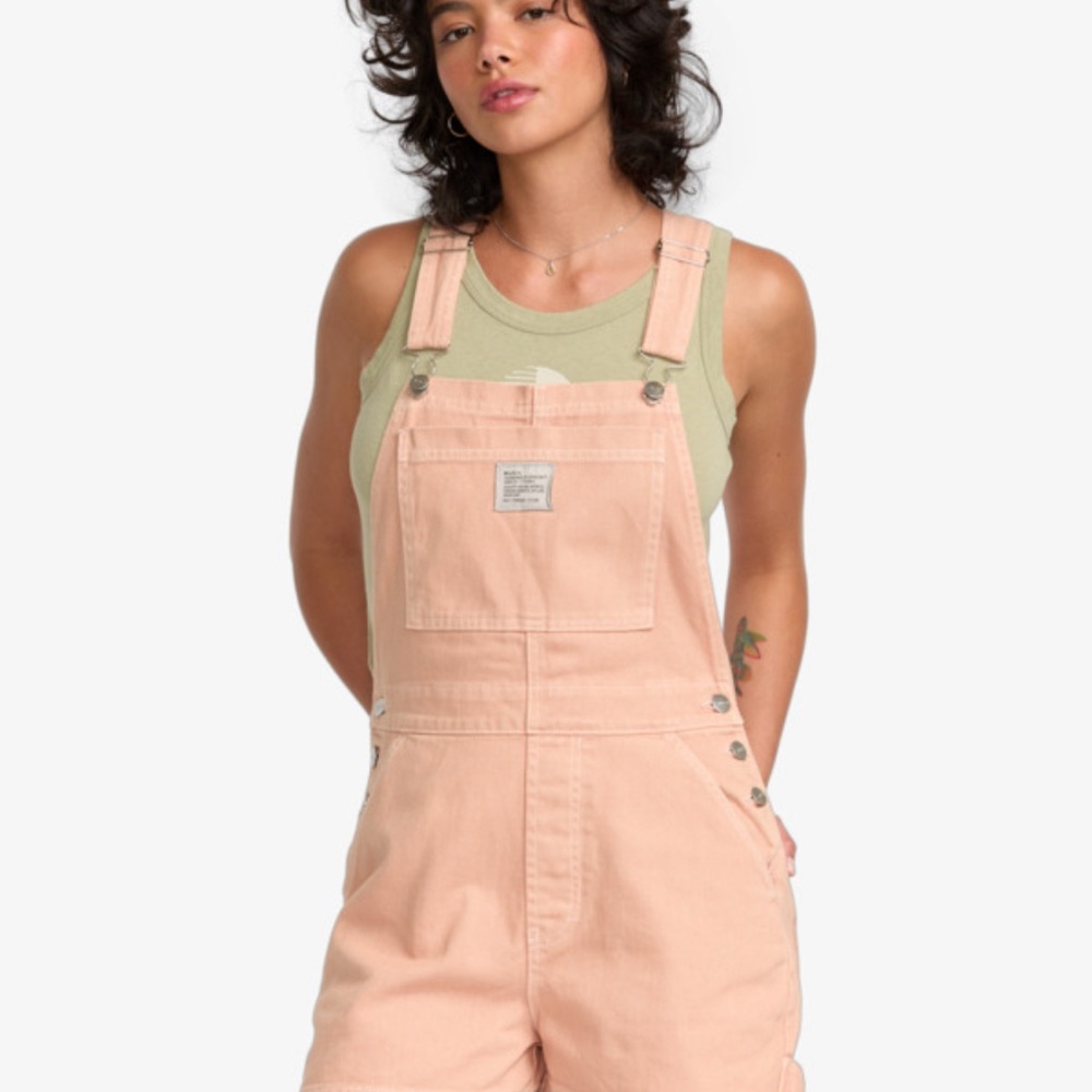 Women's RVCA Pink (clay) Denim Overalls